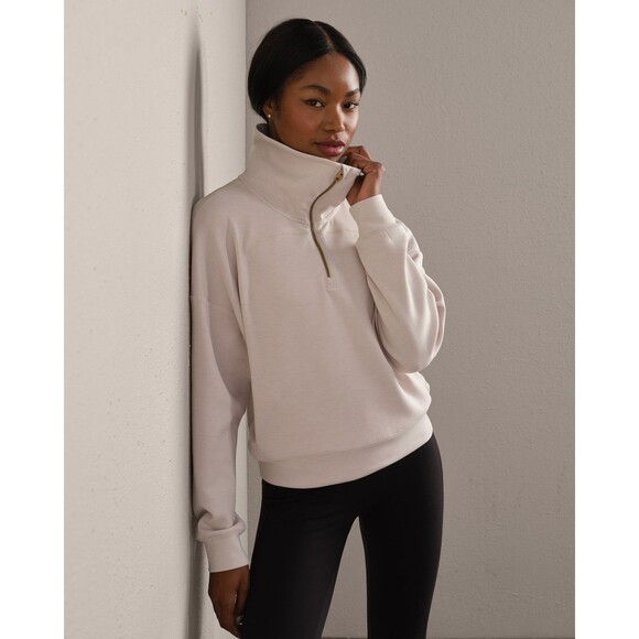 RHONE Tops - RHONE Womens DreamGlow  1/2 Zip Pullover Sweatshiet Sand Beige Medium